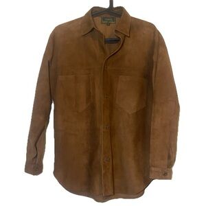 El Nochero Brown Leather Button Up Shirt SZ S